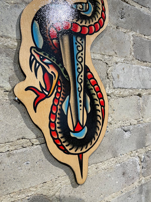 Snake and dagger wood cut