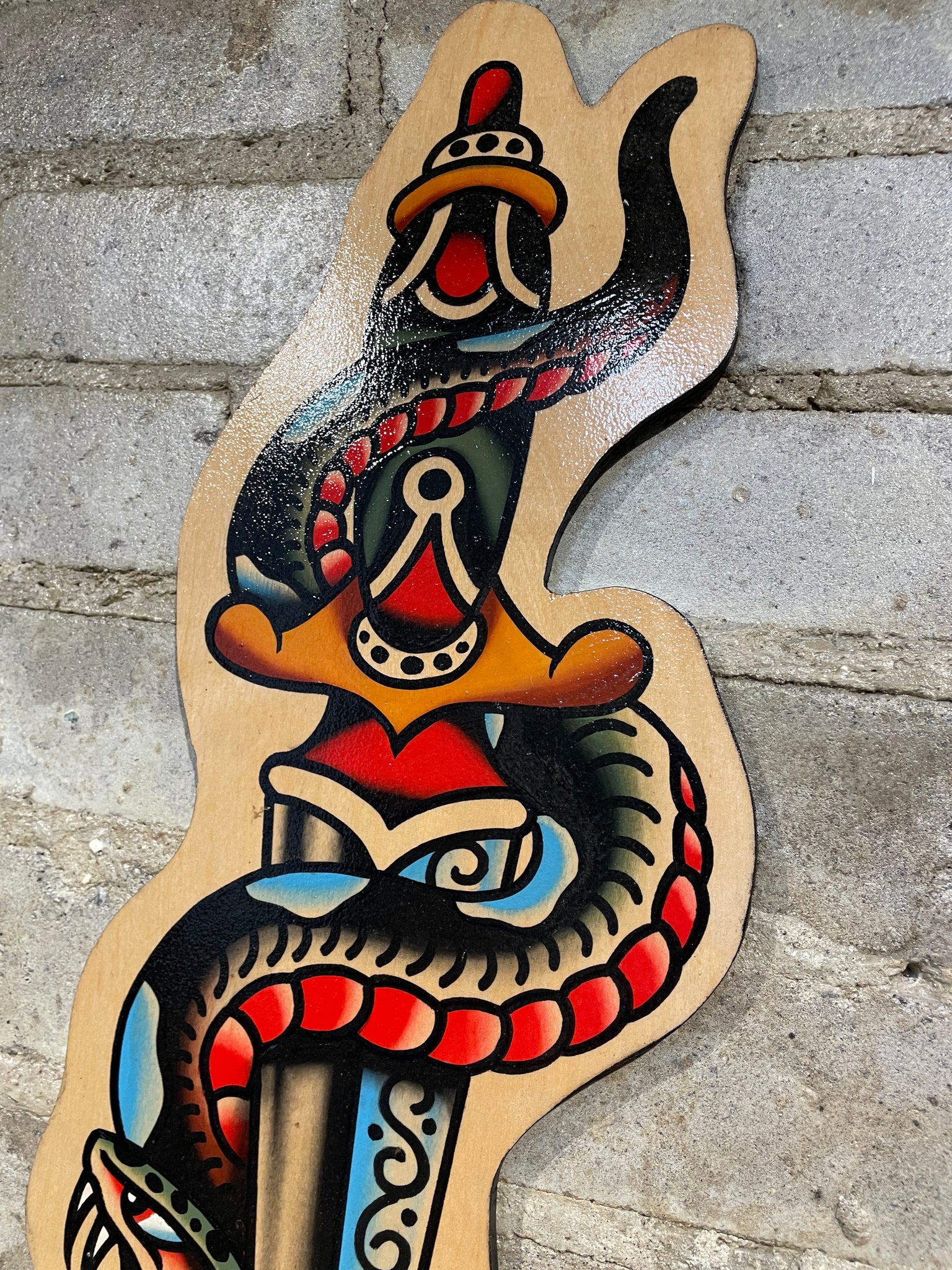 Snake and dagger wood cut